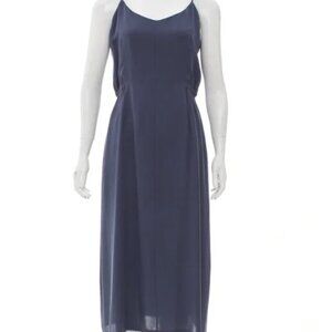 Theory Women’s Silk Slip Dress in Slate Blue. Size 0